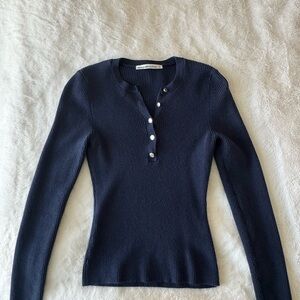 Abercrombie slim Henley sweater - Navy